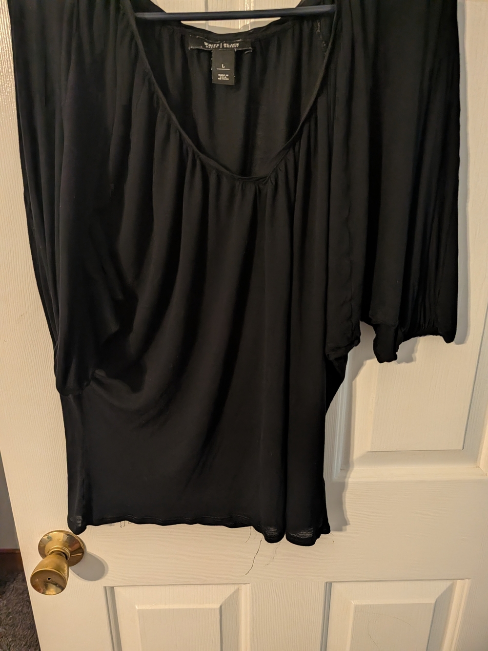 White House Black Market Black Dolman Batwing Drape Blouse | Size Large